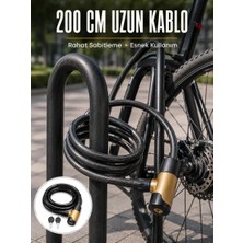 24 mm Kalın Çelik Halatlı Motosiklet ve Bisiklet Kilidi 200 cm Anahtarlı Güvenlik Kilidi