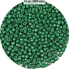 Koyu Yeşil Renk 4 mm Yaklaşık 660 Adet / 60 Gram Cam Boncuk Oya Yazma Bileklik ve Kolye