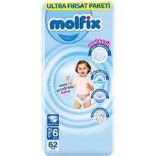 aklow akyoleticaret Bebek Bezi Ultra Fırsat Paketi 6 Beden 15+ kg 62 Adet
