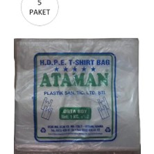 Kalın Şeffaf Atlet Poşet Orta Boy 27X47 cm 1 kg (5 Paket-Takriben 725 Adet)