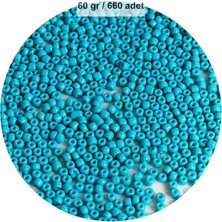 Turquaz Mavi Renk 4 mm Yaklaşık 660 Adet / 60 Gram Cam Boncuk Oya Yazma Bileklik ve Kolye