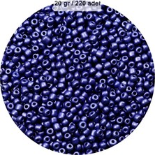 Lacivert Renk 4 mm Yaklaşık 220 Adet/20 Gram Cam Boncuk Oya Yazma Bileklik ve Kolye