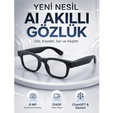 aklow akyoleticaret Akıllı Gözlük 8 Mp Kameralı 1080P Video Kayıt Wifi Bağlantılı Çift Mikrofonlu Gürültü Engelleme Özellikli