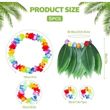 aklow akyoleticaret Çocuk Hawaii Kostüm Seti - Yaprak Etek &amp; Hawaii Set - 5 Parça
