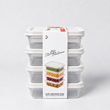 4’lü 500 ml Kapaklı Saklama Kabı Meyve, Kurabiye, Kuruyemiş ve Salata Için Sariva Home
