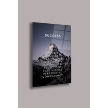 Success Motivasyon Dağ Manzarası Cam Tablo
