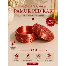 Filkorium3D Çiçek Desenli Pamuk Ped ve Krem Saklama Taşıma Kutusu Seyahat Boy Makyaj Pamuğu Taşıma Kabı