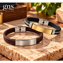 Gns Aksesuar 2 Farklı Renk ve Model Bir Arada Trend Model Erkek Bileklik 22 cm