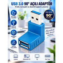 Mavi USB 3.0 Dirsek 90 Derece Bağlantı Aparatı Dönüştürücü