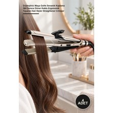 Yenilig 4 Adet 3'ü 1 Arada Saç Şekillendirici – Düzleştirici Maşa Gofre Seramik Kaplama 360 Derece Döner Kablo Ergonomik Tasarım Hair Styler Straightener Crimper