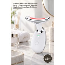 Yenilig 3 Adet Yüz ve Boyun Bölgesi Sıkılaştırıcı Cihaz – 3 Mod (Clean, Ems, Hot), 600 Mah Şarjlı, LED Aydınlatmalı Kablosuz Yüz Bakım Cihazı Face Tightener