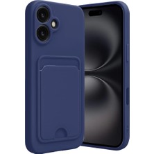 Just Cheap Store Apple iPhone 16 Uyumlu Kılıf Kelvin Kartvizitli Silikon - Lacivert