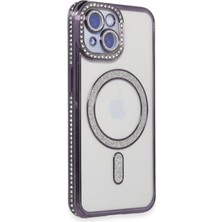 Just Cheap Store Apple iPhone 13 Uyumlu Kılıf Joke Simli Magneticsafe Kılıf - Derin Mor