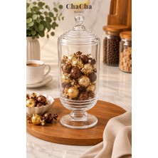 Chacha Home Cam Kapaklı Ayaklı Drajellik Şekerlik 780 ml (24 Cm) - Dekoratif Sunumluk ve Kavanoz