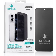 Spolo iPhone 17 Pro Hayalet Ekran Koruyucu 500CC Full Hd Large Arc Gizlilik Camı Darbe ve Çizilme Koruyucu