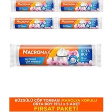 Just Cheap Store (Macromax Orta Büzgülü Çöp Poşeti Manolya Kokulu 15 Li (5 Adet)