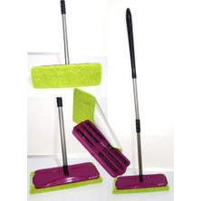6 Fırçalı Gırgır ile Mikrofiber Paspaslı Silme Mopu Metal Saplı Yer Duvar Fayans Silme Mopu