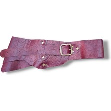 Yılday Gür Butik Mor Dokulu Tokalı Hakiki Deri Korse Kemer – Purple Özel Tasarım - Standart Beden