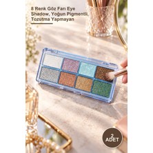 Yenilig 2 Adet Glitter Far Paleti – 8 Renk Göz Farı Eye Shadow, Yoğun Pigmentli, Tozutma Yapmayan