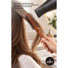 Yenilig 2 Adet Fön Fırçası – Ahşap Saplı Şekillendirici Tarak, Boncuklu Plastik Uçlu, Saç Şekillendirme Hair Brush, Blow Dryer Brush