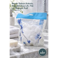 Yenilig 1 Adet Sabunlu Banyo Lifi – Beyaz Sabun Kokulu, Köpüklü Duş Lifi, File Lif, Shower Puff