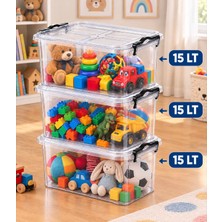 GreenBee Home 15 Lt 3 Adet Saklama Kutusu , Oyuncak Kutusu , Çok Amaçlı Saklama Kabı Bpa Içermez