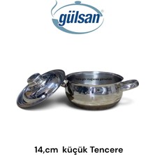 MOOD CLASS Indüksiyon Ocaklara Uyumlu Küçük Çelik Tencere Çelik Kapaklı Mini Boy Ufak Tencere 14CM 1lt