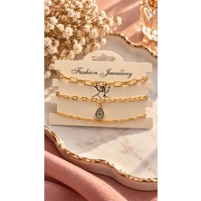 Trendy Chic 3 Adet Gold Renk Damla Charmlı Bileklik