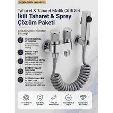 Genel Tedarik Taharetmatik Seti + Çift Çıkışlı Taharet Musluğu Lüx Krom