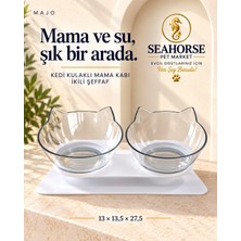 Majo Kedi Kulaklı Mama Kabı Ikili Şeffaf 13*13,5*27,5