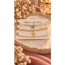 Trendy Chic 3 Adet Gold Renk Yıldız Charmlı Bileklik
