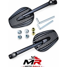Mr MotoRally Motosiklet Scooter Vitesli Atv Karbon Desenli Oval Ayna 10 ve 8 mm Için Uyumlu 3182