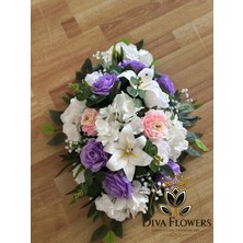 DIVA FLOWERS Dıva Flowers Oval Masa Üstü Yapay Çiçek Aranjmanı 50 cm – Dekoratif Masa Çiçeği - Nişan Düğün Masa Çiçeği