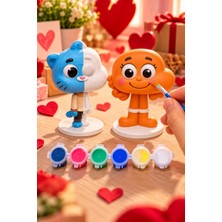 Printella Gumball Darwin Boyama Seti 6 Renk Boya 2 Adet Fırça Çocuklar Için Hobi Seti