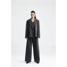 Gaca Collection Spello Kadın Gri Oversize Ceket