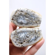 Healcrystal Porselen Beyazı ve Ardesit Gri Merlinit - Dendritik Opal, 69G