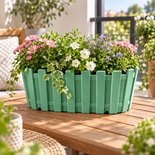 Poliwork Akasya Balkon 30 Dekoratif Çit Tasarımlı Saksı 3 Lt 29,5X13X11 cm Drenajlı Plastik Balkon Saksısı Iç ve Dış Mekan Kullanımı