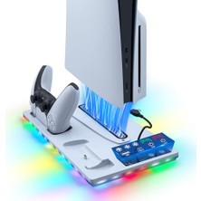 Ps5; Ps5 Slim; Ps5 Pro Için Dikey Soğutma Standı, Usb'li Ps5 Çift Kumanda Için Şarj Standı/3 Kademeli Fan/rgb Işık Ps5 UHD ve Dijital; Ps5 Slim Disk ve Dijital Için
