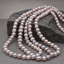 Yaşam Tohumu Inci Dizi Gümüş Yansımalı Somon Pembe 9*7 mm – Doğal Doku Royal Seri (63308)