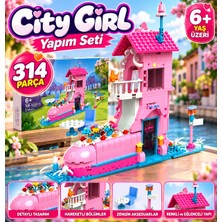 Trust Store Şehir Ev Yapım Seti 314 Parça Detaylı Pembe Ev Tasarımı Yaratıcı Yapı Oyuncağı