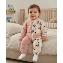Tuffy Kız Bebek Pembe Ekru Kelebek Desenli Fermuarlı Tulum – Çok Renkli