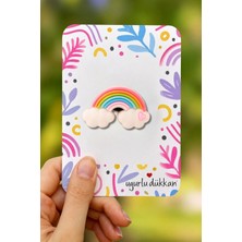 Uğurlu Dükkan Renkli Bulutlu Gökkuşağı Silikon Rozet