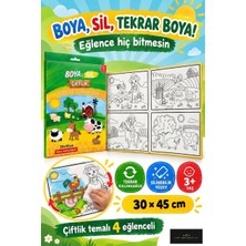 The Monarch Co Boya Sil Çiftlik Temalı Tekrar Kullanılabilir Eğitici Boyama Seti | 30X45 cm Silinebilir Mat 3+ Yaş