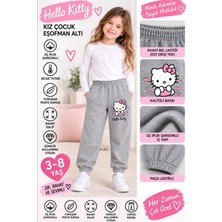 Kız Çocuk Gri Hello Kitty Baskılı Üç Iplik Şardonlu Eşofman Altı