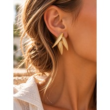 Adata Jewelry Vıp Yaprak Model Küpe Gold