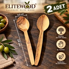 Elite Wood 2'li Ahşap Yemek Kaşığı 29 cm – Doğal Zeytin Ağacı El Yapımı Tahta Kaşık
