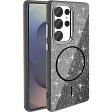 Galaxy S25 Ultra Kılıf M-Safe Şarj Özellikli Parlayan Simli Zore Okso Kapak Mars
