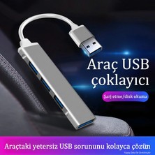 Laptify Araç USB Çoklayıcı, Şarj Etme Disk Okuma, 5gbps Veri Aktarım Hızı, 4 Portlu USB Çoklayıcı, Alüminyum Gövde  4 In 1