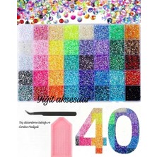 Yiğit Aksesuar 40 Renk Yapıştırma Taş SS12(3 Mm) Bedazzling Kit Seti