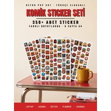 Dekorif Komik Sticker Seti 362 Adet Retro Afiş Tasarımlı Ajanda Planner Scrapbook Journal 6 A4